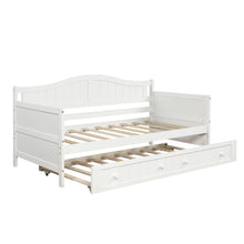 Load image into Gallery viewer, Twin Wooden Daybed with Trundle Bed, Sofa Bed for Bedroom Living Room,White
