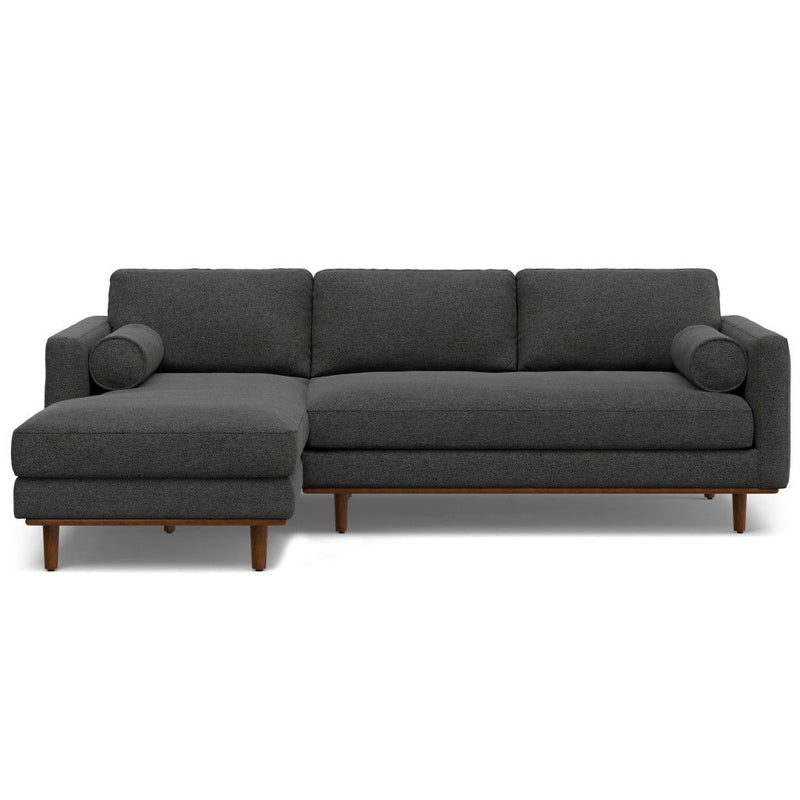 Mid-Century Sofa With Brown Legs Fabric - Gray