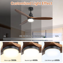 Load image into Gallery viewer, Ceiling Fan With Lights 3 Solid Wood Fan Blade Noiseless Reversible Motor Remote Control - Black
