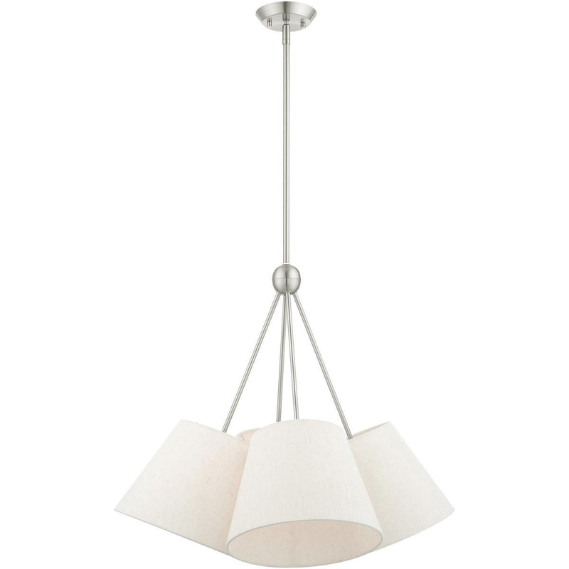 26" Four Light Dimmable Chandelier With Shades - Nickel