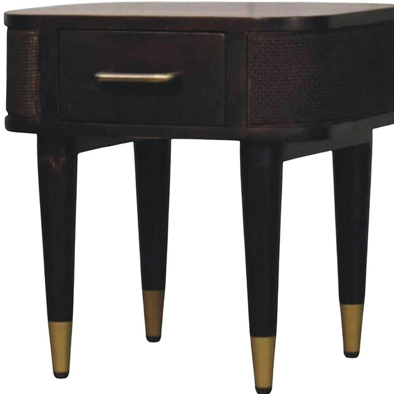 18" Solid Wood Round One Drawer Nightstand - Mocha