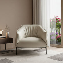 Load image into Gallery viewer, Faux Leather Steel Arm Chair - Light Gray / Black
