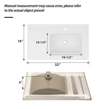 Load image into Gallery viewer, Rectangular Single Vanity Top With 1 Faucet Hole And Overflow, 32" X 18", Spacious Left Countertop For Storage - White
