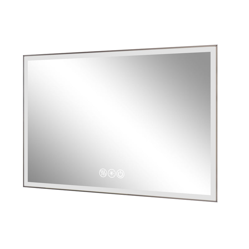 Aluminum Round Lighted Framed Bathroom Vanity Mirror - Silver