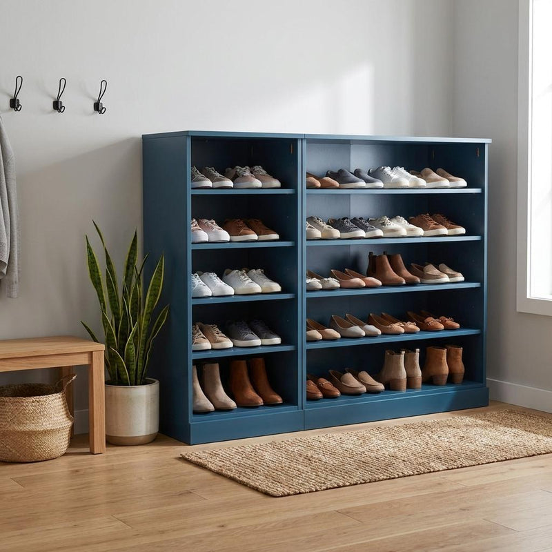 Solid Woodshoe Storage Cabinet (755951) - Teal Blue