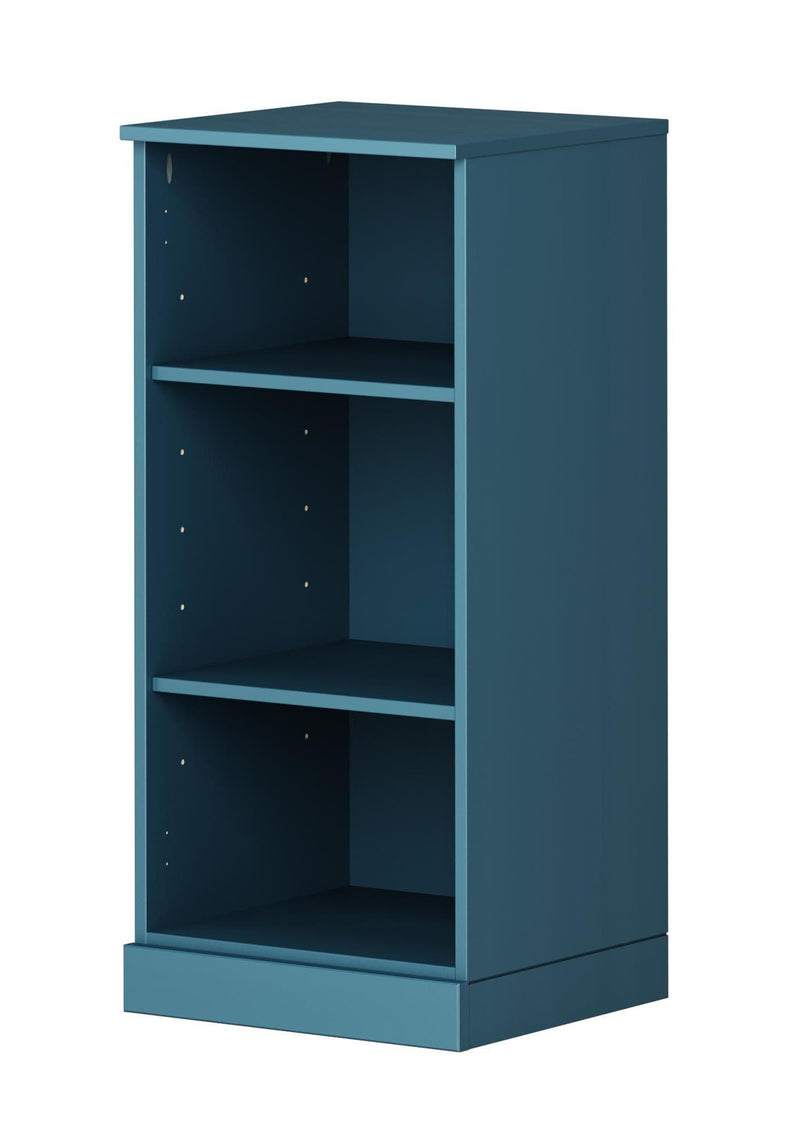 Solid Wood Adjustable Three Tier Library Bookcase - Teal Blue