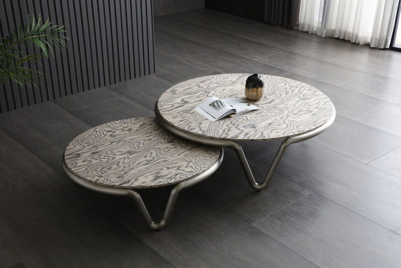 43" Stainless Steel Round Coffee Table - Gray / Silver