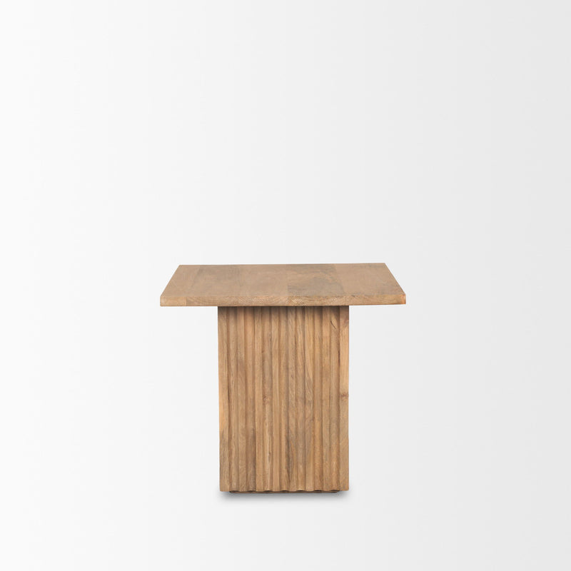 22" Solid Wood Square Block End Table - Brown