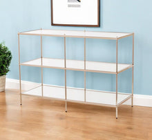 Load image into Gallery viewer, 42" Glass Mirrored Frame Console Table With Shelves - Clear / Gold
