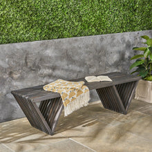 Load image into Gallery viewer, Gloaming - Outdoor Bench With Slat Design And Triangular Base
