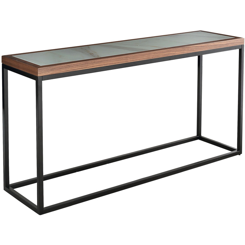 Genuine Marble Frame Console Table - Brown White And Black