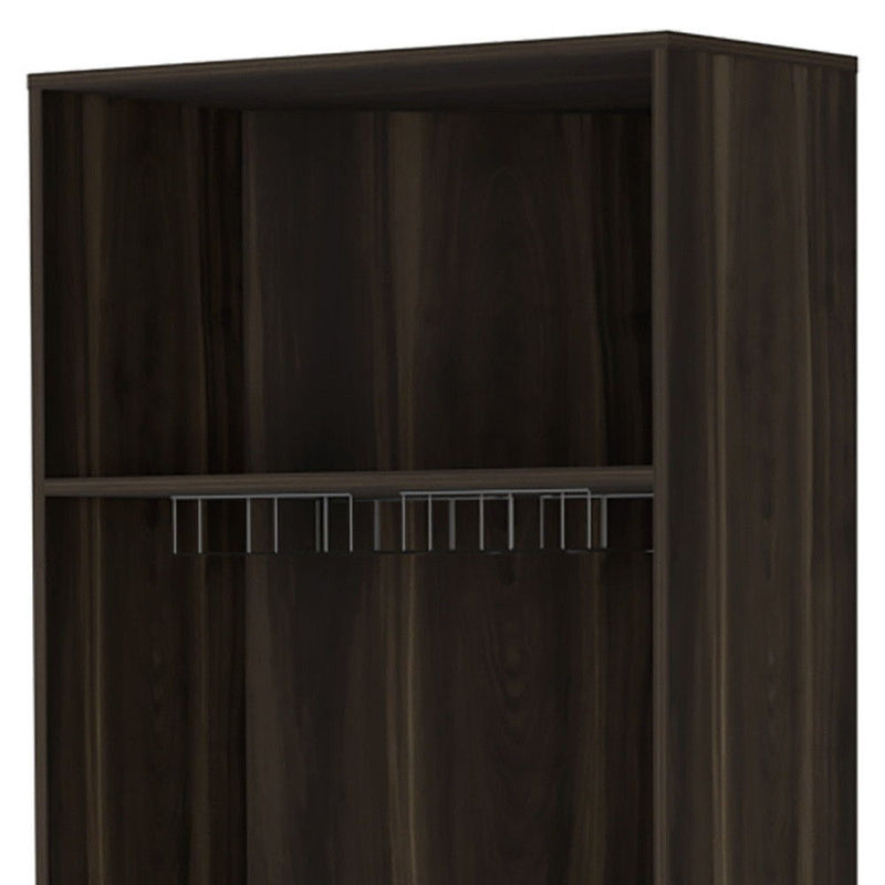 Corner Bar Cabinet With Multiple Shelves - Dark Brown