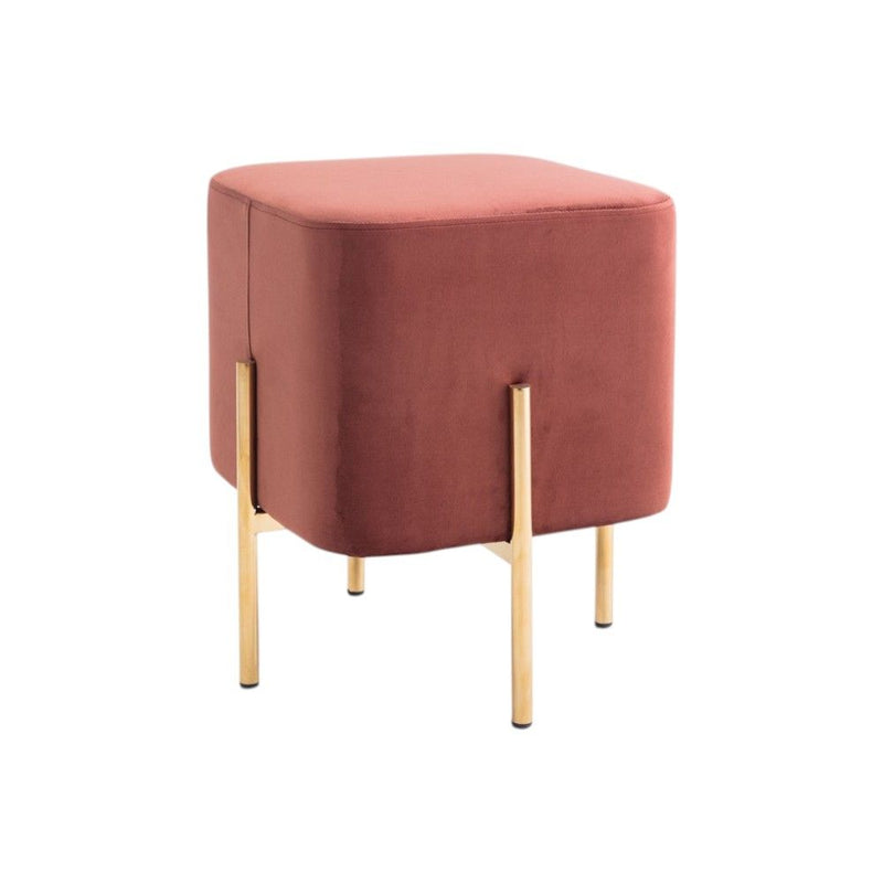 Velvet Cube Ottoman - Copper / Gold