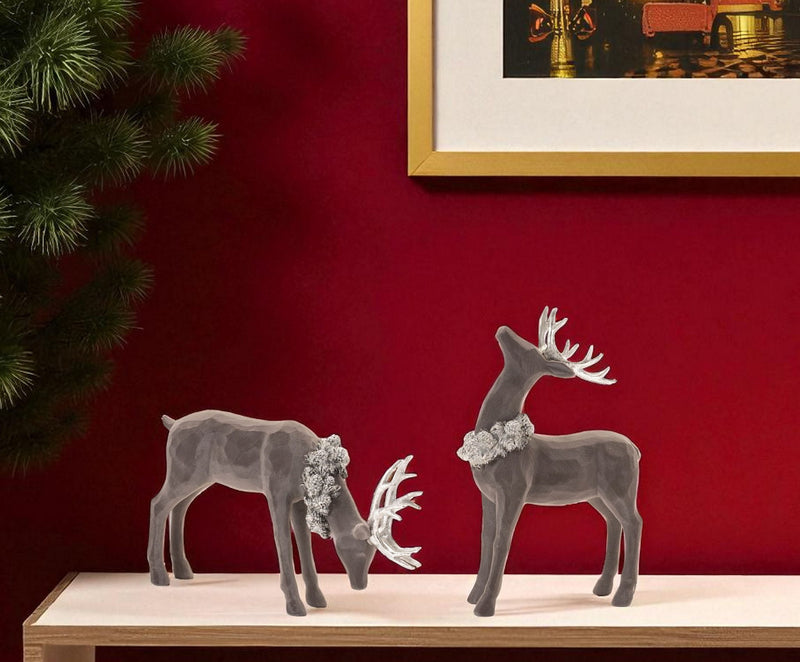 Deer Christmas Figurine (Set of 2) - Gray
