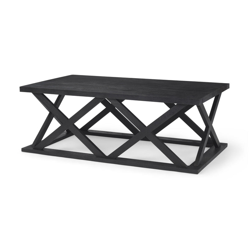 48" Solid Wood Geo Frame Coffee Table - Black