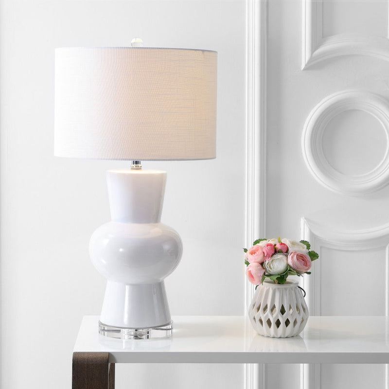 29" Novelty Table Lamp With Drum Shade - White