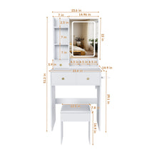 Load image into Gallery viewer, Modern Small Vanity Desk With 3 LED Lighting Modes, 3 Drawers
