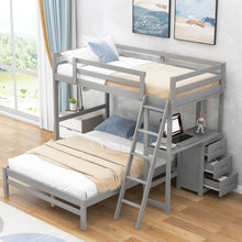 Load image into Gallery viewer, Bunk Bed With Built In Desk And 3 Drawers
