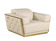 Load image into Gallery viewer, 47" Italian Leather Club Chair - Beige / Gold
