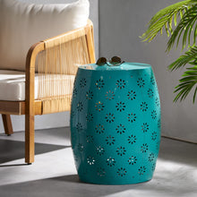Load image into Gallery viewer, Pastrana - Metal Side Table With Lace Cut Design And Rust Resistant - Teal
