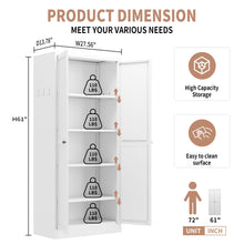Load image into Gallery viewer, Metal Kitchen Pantry Cabinet With Adjustable Storage And 4 Heavy Duty Shelves - White
