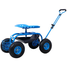 Load image into Gallery viewer, Rolling Garden Scooter Cart Seat With Wheels, 360 Swivel Seat, Tool Tray
