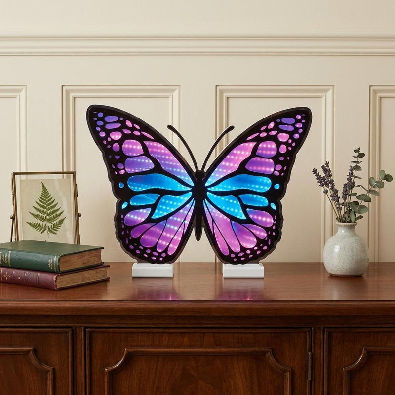 Plastic Tabletop Sculpture With LED - Blue / Purple