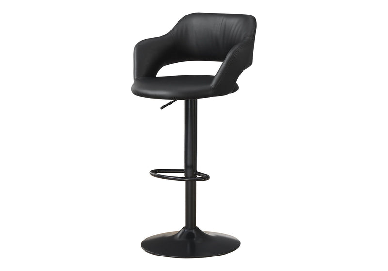 Faux Leather And Metal Low Back Adjustable Height Bar Chair - Black