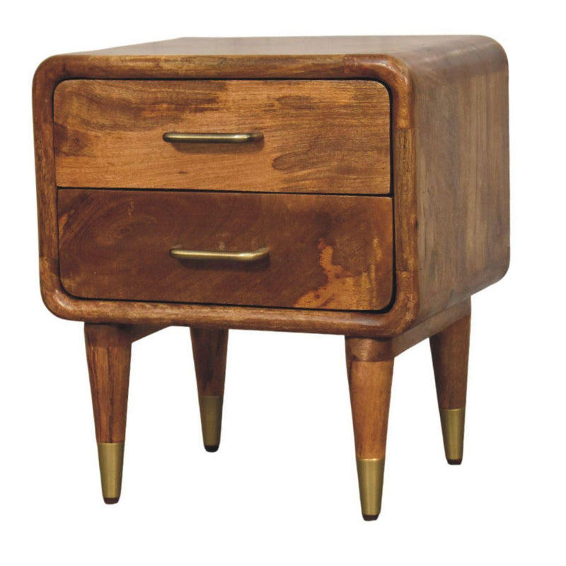 Solid Wood Two Drawer Nightstand (738449) - Brown