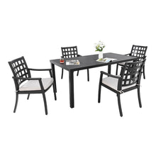 Load image into Gallery viewer, 5 Pieces Outdoor Patio Dining Set, Rectangular Table And 4 Stationary Dining Chairs - Ember Black
