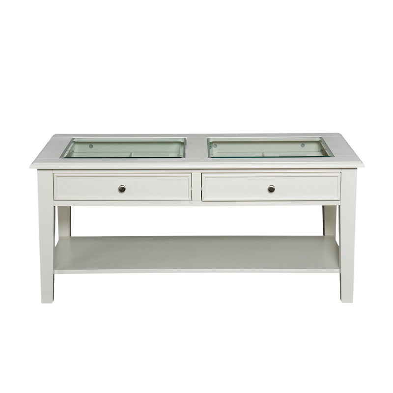 Glass Metal Rectangular Coffee Table - Off White