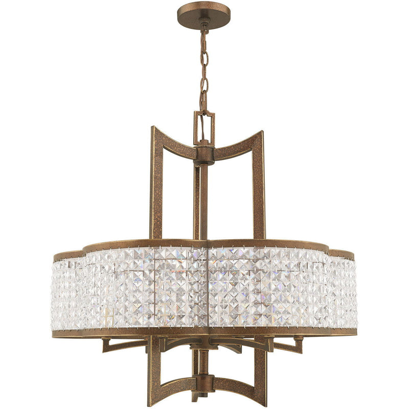 26'' Six Light Dimmable Chandelier With Shades - Bronze