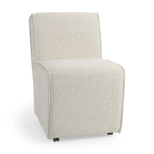 Load image into Gallery viewer, Fully Upholstered Boucle Dining Side Chair With Wheels - Cream
