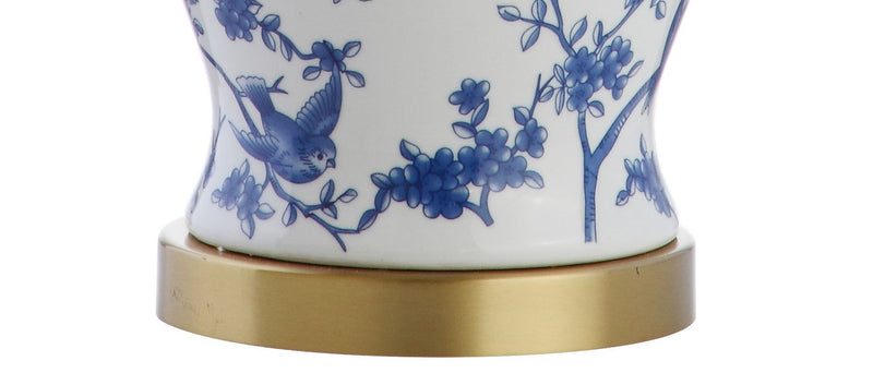 22" Urn Table Lamp With Empire Shade - Blue / Gold / White