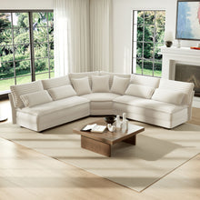 Load image into Gallery viewer, 5 Seater L Shaped Sectional Sofa With Curved Corner, 7 Pillows
