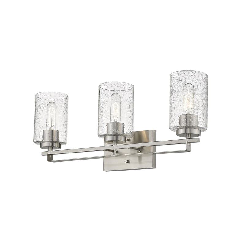 Metal And Textured Glass Three Light Wall Sconce - Silver