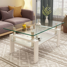 Load image into Gallery viewer, Modern Rectangular Coffee Table With Tempered Transparent Glass Top And Storage Shelf
