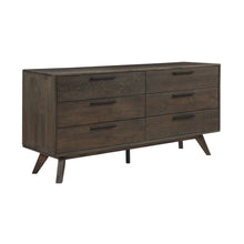 Load image into Gallery viewer, Six Drawer Wooden Double Dresser - Dark Brown

