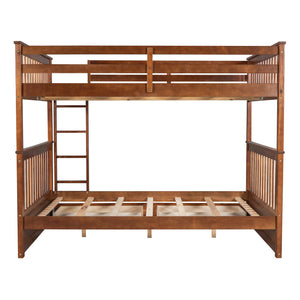 Full-Over-Full Bunk Bed with Ladders and Two Storage Drawers (Walnut)(OLD SKU:LT000365AAD)