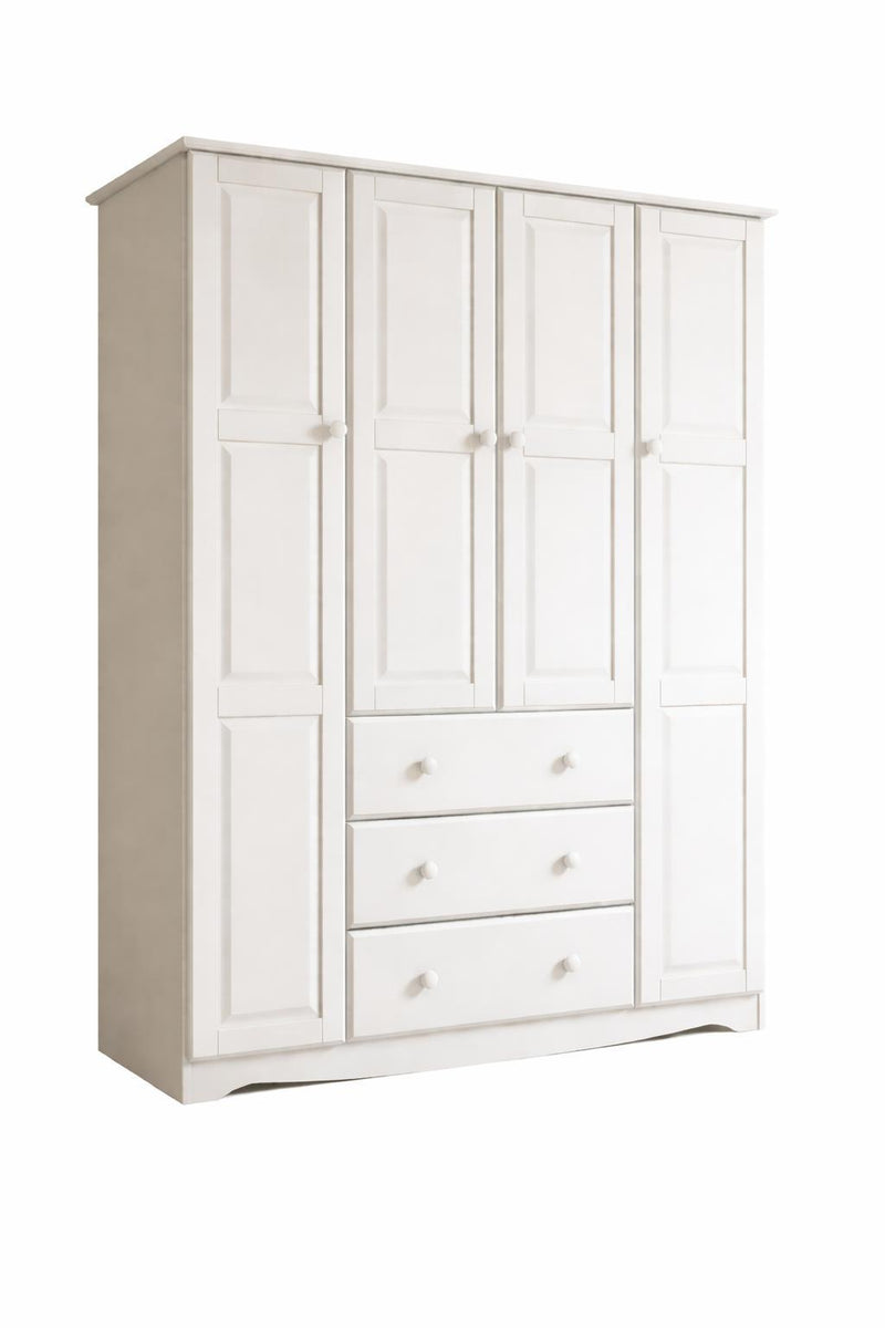 Solid Wood Four Door Three Drawer Combo Dresser (762935) - White