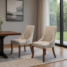 Load image into Gallery viewer, Tufted Solid Wood Dining Side Chairs (Set of 2) - Beige / Brown
