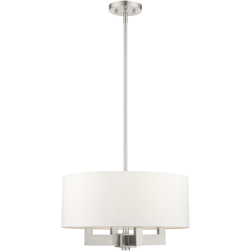 19'' Four Light Dimmable Chandelier With Shades - Nickel