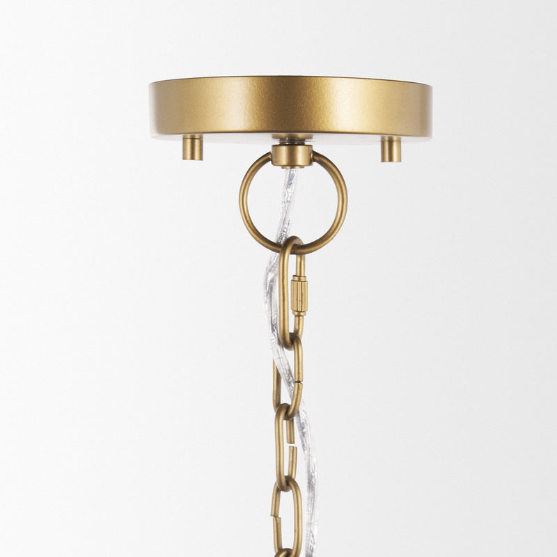 Four Light Rattan Dimmable Chandelier With Shades (731405) - Gold