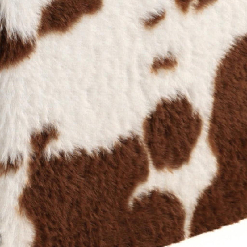 Plastic Cow Print Storage Ottoman - White / Brown