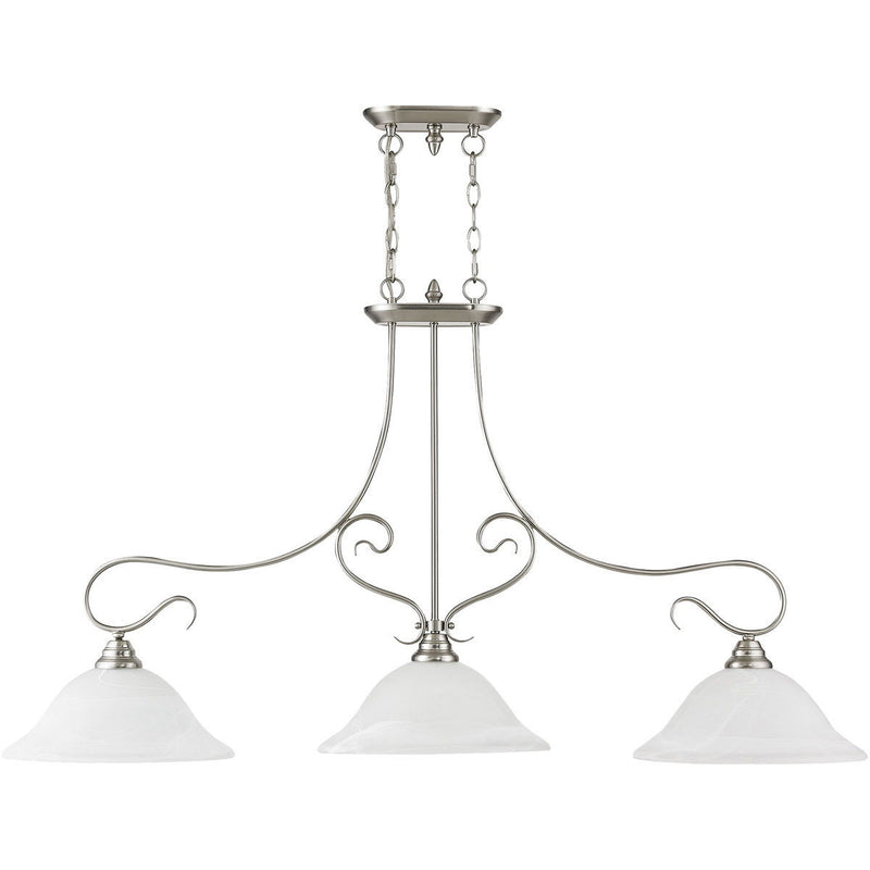 27" Three Light Dimmable Chandelier With Shades - Nickel