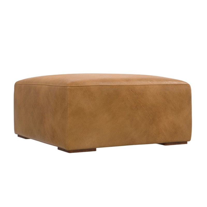 Sienna Leather Ottoman - Brown