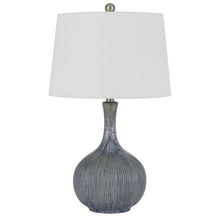 Load image into Gallery viewer, Ceramic Round Table Lamp With Empire Shade - Stone White
