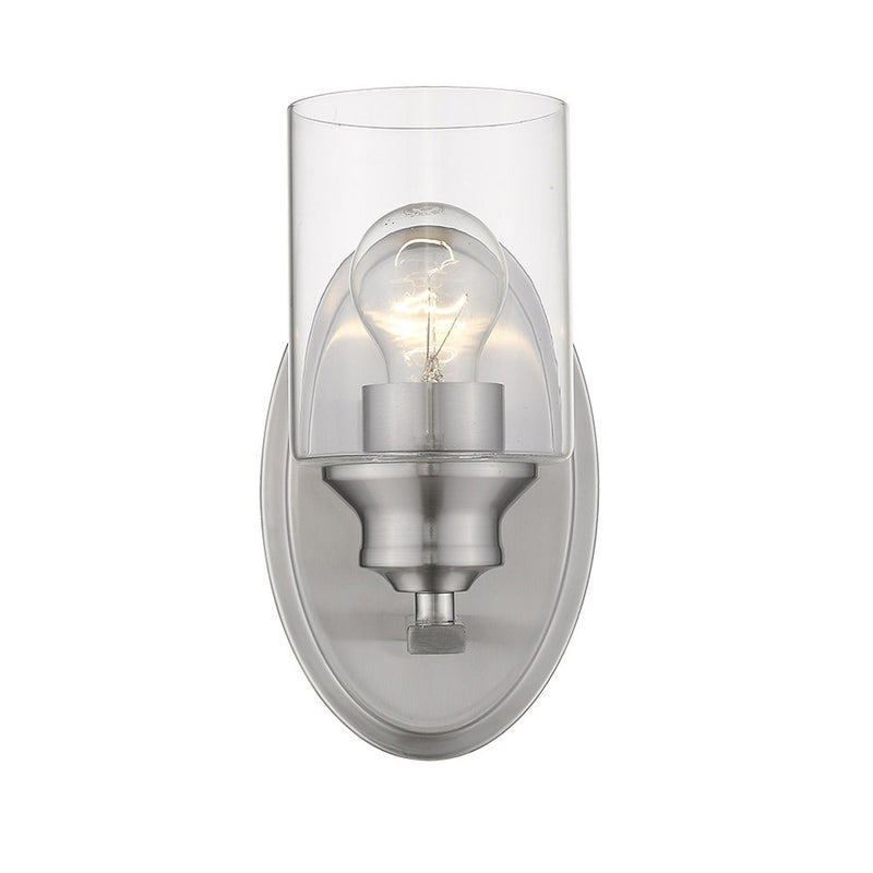 One Light Wall Light With Clear Glass Shade - Silver