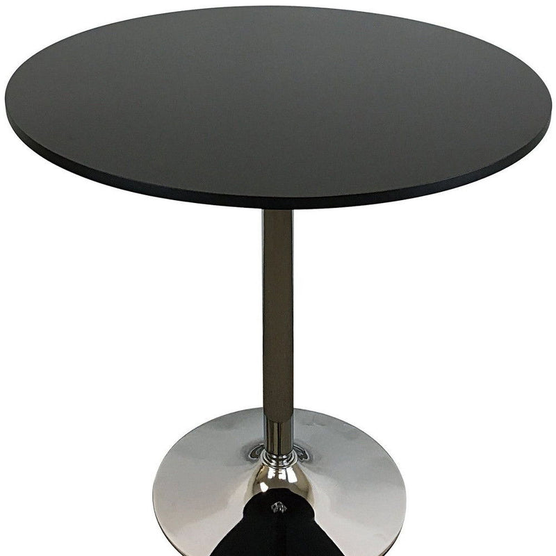 36" Wood And Metal Pedestal Base Round Top Dining Room Table - Black
