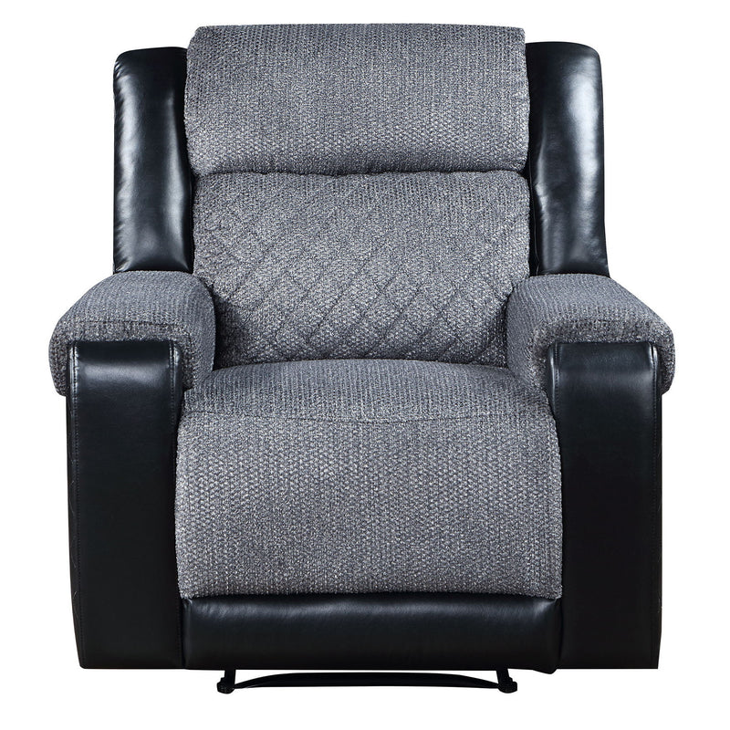 Faux Leather Fabric Manual Recliner - Black / Gray